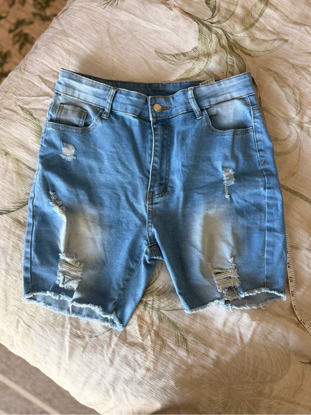 Light Blue Distressed Denim Women’s Shorts
